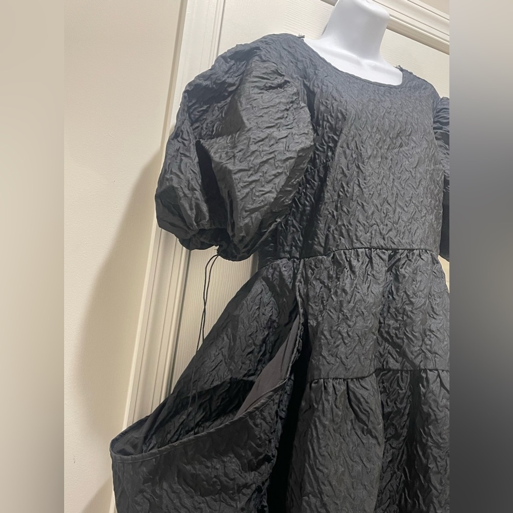 Beulah Style Black Puff Sleeve Tiered Dress - One Size NWT - Picture 3 of 7